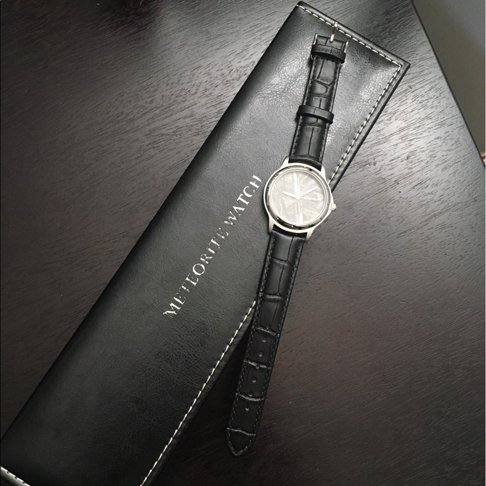 Natural Muonionalusta Meteorite Watch 30mm Dial Leather Strap Case Unisex - Picture 11 of 12